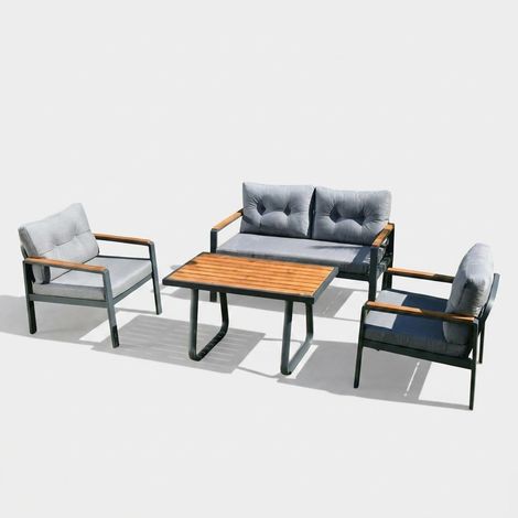 Juego de salón de jardín de aluminio con mesa auxiliar Tivoli
