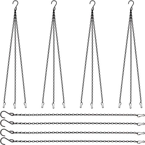 12 catene metalliche da appendere, nere, per cesti di fiori, con clip e ganci a S per vasi da fiori, gabbie per uccelli, fioriere, lanterne, bacheche e ornamenti. (1/5)