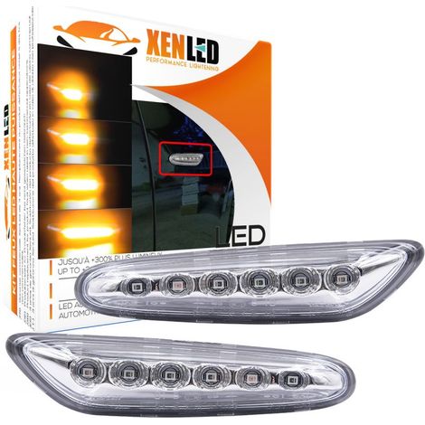 Clignotants dynamiques LED BMW Série E46, E60, E61, E81, E87, E82, E88, E83/X3, E90/E91, E92/E93 - Chrome - Latéraux (1/5)