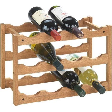 Etagère à vin 12 bouteilles en bois Norway , Range Bouteilles, casier à Bouteilles, Style scandinave, noyer finition chêne, 42x28x21cm (1/5)