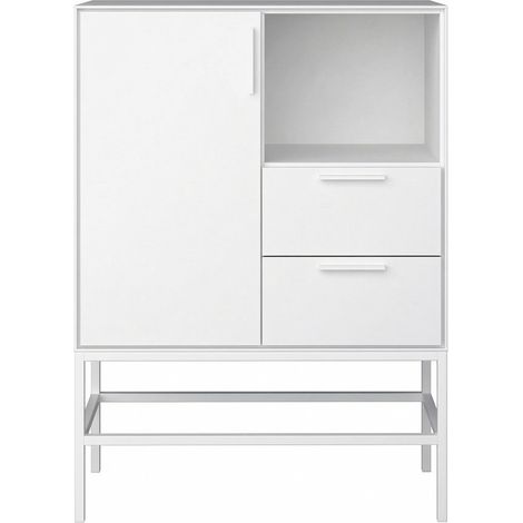 Ravn Sideboard 1 Tür und 2 Schubladen, weisslackiert, Metallgestell weiss.