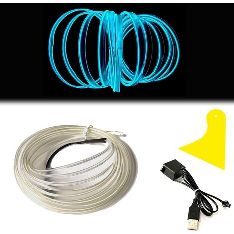 Tube néon LED USB 10M bleu glacier, flexible, pour décoration intérieure voiture (1/5)