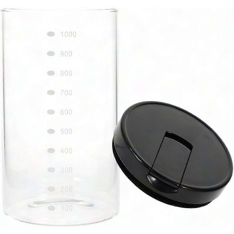 Conteneur à Farine en Verre 17x9,7cm Transparent, Boîte de Rangement Alimentaire Hermétique Anti-Humidité (1 Pièce) (1/4)