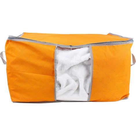 Organizador de ropa plegable, caja de almacenamiento para debajo de la cama, bolsa protectora (naranja)