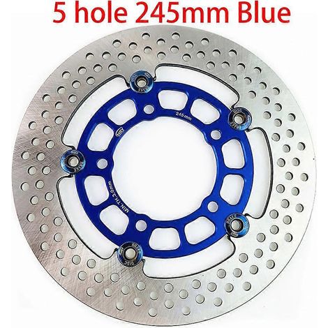 Disques de frein flottants universels en alliage d'aluminium pour moto, diamètre extérieur 200 mm/220 mm/245 mm/260 mm, plaquettes de frein à refroidissement rapide - Bleu 245 mm (1/5)