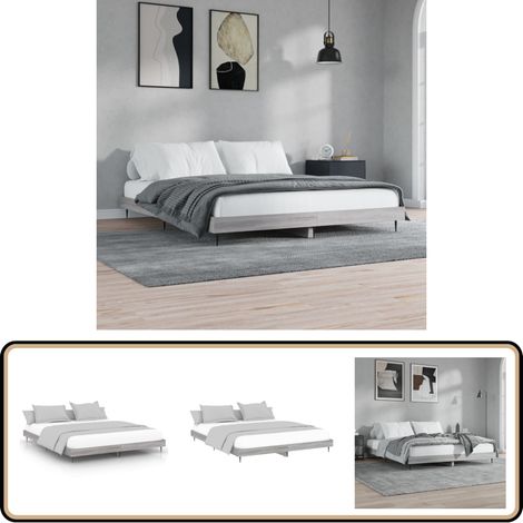 Bettgestell Grau Sonoma 120x200 cm Holzwerkstoff - Holzbettfassungen - Bettrahmen - Doppelbett - Einzelbett - Grau Sonoma