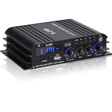 Amplificateur stéréo 2.1 Bluetooth 5.0 NÖRDIC (4 x 40 W + 50 W RMS), 2 haut-parleurs et un caisson de basses, avec entrées multimédias USB et carte SD. (1/5)