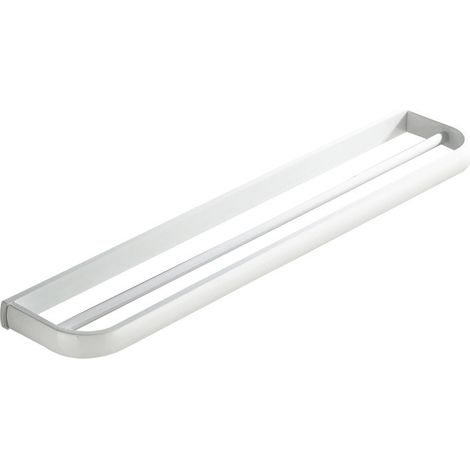 Porte-serviettes mural en laiton, double tige, pour salle de bain et cuisine, 57 cm (blanc) (1/5)