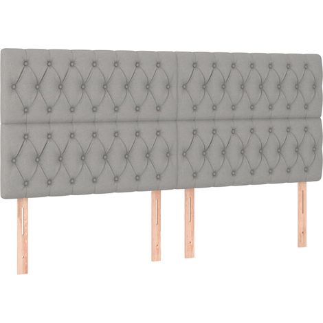 Testiera per dormire accessorio per camera da letto 4 parti 100 x 7 x 78/88 cm tessuto grigio chiaro TDL0206039