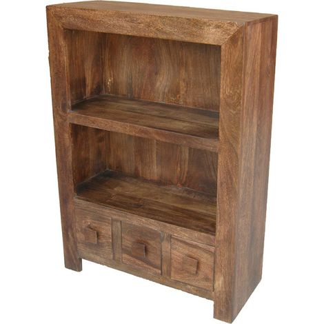 Dakota Small Bookcase - Mango Wood - L30 x W75 x H105 cm - Dark Finish