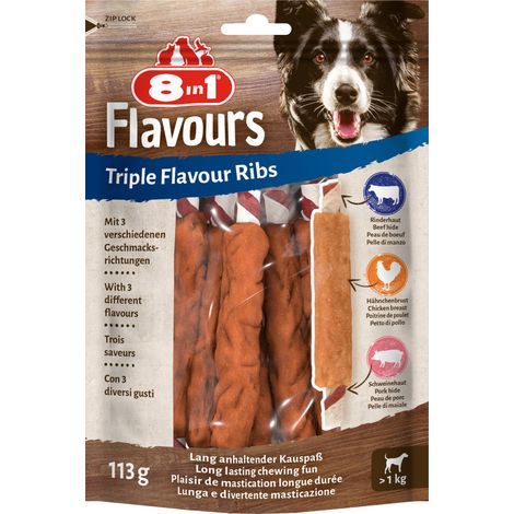 8in1 Flavours Kaustange Triple Flavour Ribs 113 g Hundeleckerlis (1/2)