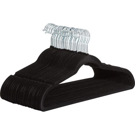 Lot de 30 cintres en velours pour costumes Noir (1/4)