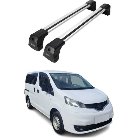 OMAC Dachträger Querträger kompatibel mit Nissan NV200 2009-2020 – 2 Stangen – Abschließbar – Aluminium Silber (1/5)