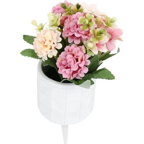 Fleurs artificielles en pot fausses de camélia soie plantes pots chrysanthème d'eucalyptus fleur Plastique Blanc (1/5)