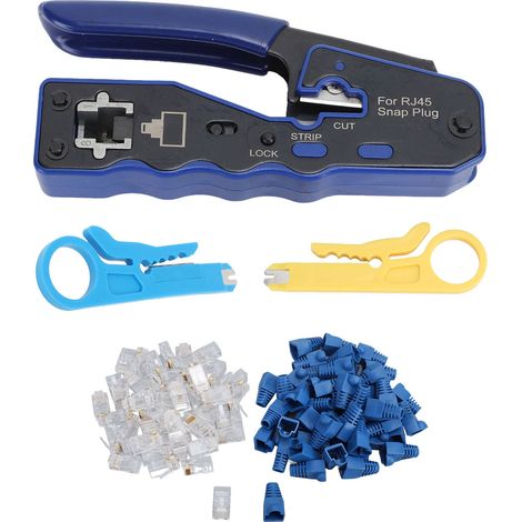 Pass Through Ethernet Crimper RJ45 CAT6 Through Hole Pass Through Crimper Cutter Kit