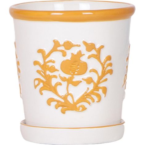 Cache-pot Malaga en Céramique Style Porcelaine Artisanale Décoration Intérieure Orange Ø 9 cm - PANGIVO (1/5)