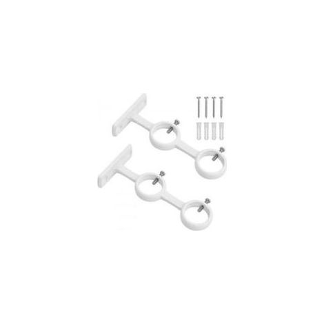 Supports de tringle à rideaux à double crochet pour tringle à rideaux de salon ou de chambre (blanc) (2 pièces) (1/5)
