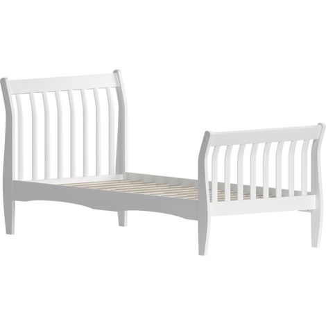 Orion 3ft Single Solid Wood Sleigh Bed, White, 190 x 90 cm