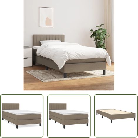 The Living Store Sommier à lattes de lit avec matelas Taupe 90x200 cm Tissu - Lit Tapissier - Lit Double - Matelas Ressorts Ensachés - Literie - Chambre À Coucher (1/5)