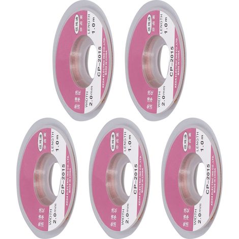 Mèche à dessouder en cuivre, 5 pièces, transmission de chaleur rapide, dessoudage rapide, 1 m (1/5)