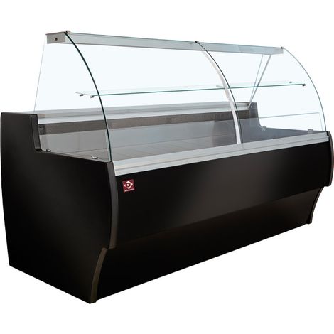 Comptoir vitrine réfrigéré à vitre bombée, ventilé, avec réserve - NOIR - Diamond (1/3)