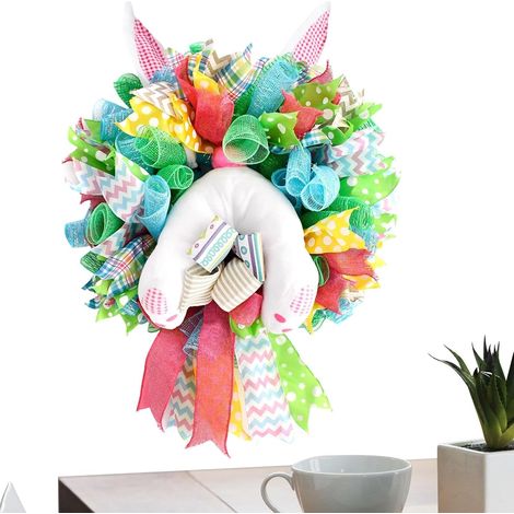 Couronne de Printemps - Décorations Murales Pâques Lapin - Couronne Extérieure Déco pour Cheminée Cuisine Chambre Entrée Mariage Fêtes Familiales Rassemblements (1/5)