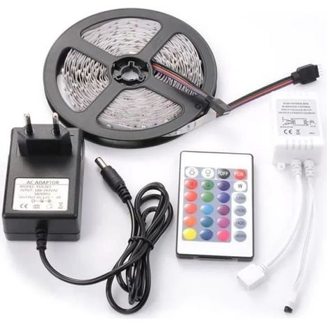 Kit ruban lumineux led Bande Guirlande Flexible LED 5M Non-Etanche à l'Eau SMD 3528 300LEDs RGB SU722 (1/4)