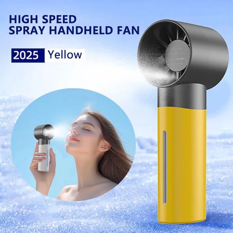 Ventilateur brumisateur portable (jaune), 5 vitesses réglables, rechargeable par USB (1/5)