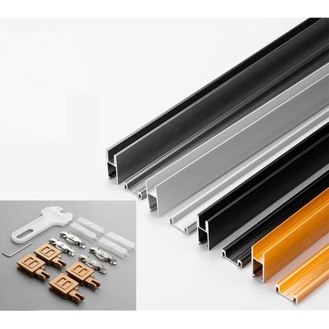 Kit de rail pour porte coulissante en verre, glissière silencieuse et (1/5)