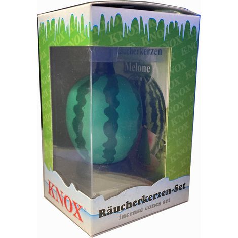 Knox Räucher-Set Melone  Räucherfigur aus Holz Melone mit 24 Räucherkerzen Melone Räucherfigur