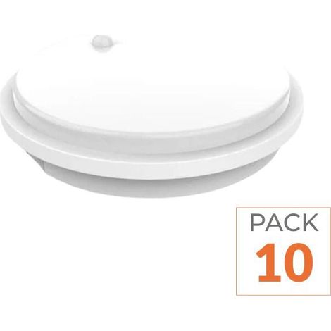 Hublot LED Extérieur Rond 10W IP54 Blanc avec détecteur de mouvement - Pack de 10 - Blanc Neutre - SILUMEN (1/2)