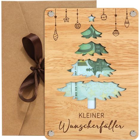 Carte Cadeau en Bois pour Noël, 6 pièces avec enveloppe Kraft  6 pièces avec enveloppe Kraft