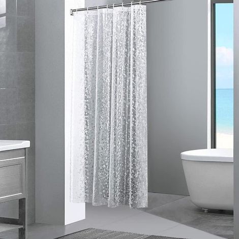 Cortina de ducha de EVA impermeable con estampado de piedra en 3D de 120x180 cm con 8 anillas (0,20 mm de grosor). (1/2)