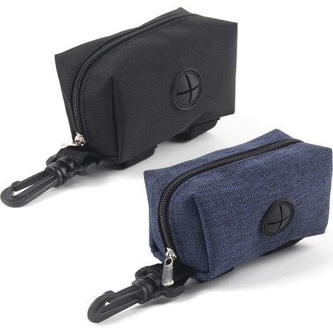 Lot de 2 distributeurs de sacs à déjections canines avec fermeture éclair et clip pour laisse. (1/5)