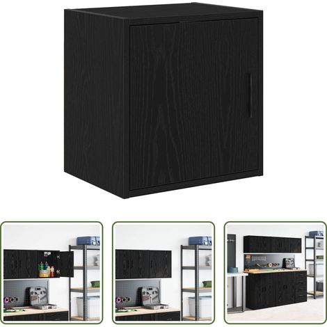 Rangement garage -  Armoire murale de garage noir bois d'ingénierie (1/5)