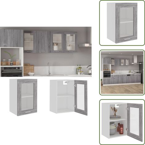 Muebles de cocina - vidaXL Vitrina colgante "Lyon" gris Sonoma 40x31x60 cm madera de ingeniería - Armario de pared