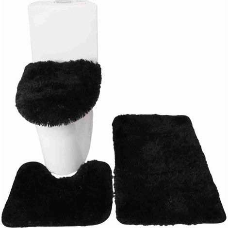U-förmige Badematte, 3-teilig, WC-Deckelbezug, rutschfest, weich, wasserabsorbierend, stabile Tür, Badezimmersitz-Set. (1/5)
