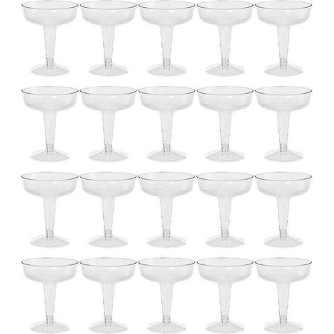 – 20 Clear Plastic Champagne Glasses, Party Glasses, Clear Plastic Cups (1/5)