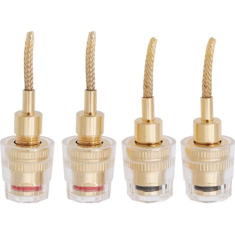 Câble adaptateur audio plaqué or 4 pièces, fiche banane 2 mm vers fiche banane 4 mm vers fiche banane 2 mm (16,5 x 44 mm) (1/5)