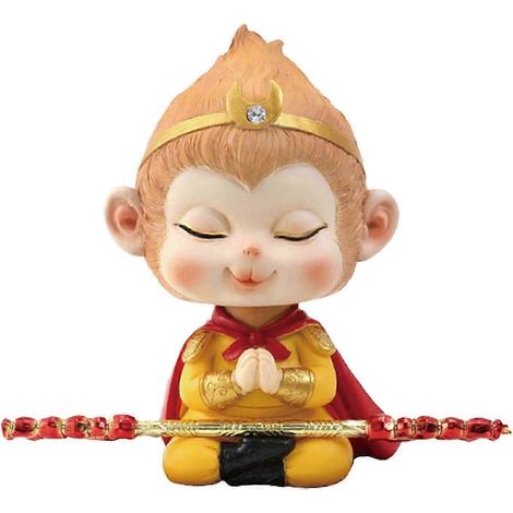 Statue de singe, sculpture animale miniature en résine, idéale pour un bureau, un jardin, un couloir ou une terrasse d'hôtel ou de jardin.-With Golden Hoop (1/5)