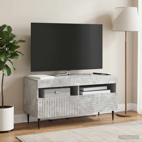 Meuble TV LED Gris béton Bois d'ingénierie (1/5)