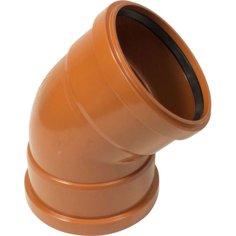 FloPlast 110mm Double Socket 45° Bend PVC Drainage Pipe (1/2)