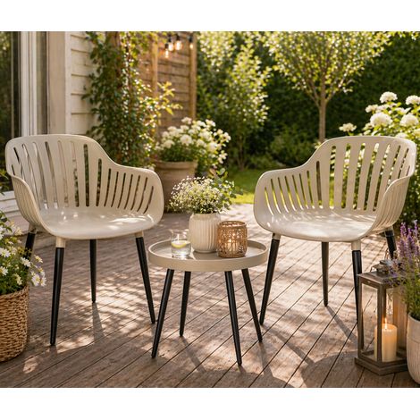 3tlg Garten-Set Kunststoff Beige-LF2000080-Beige (1/4)