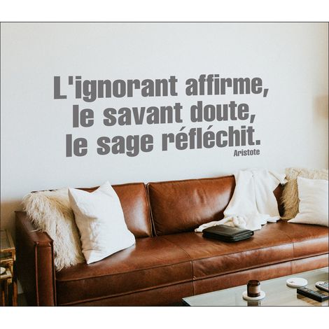 Autocollant décoratif 68 cm X 24 cm, citation Aristote: "L'ignorant affirme, le savant doute, le sage réfléchit" - Sticker, décoration intérieure (1/2)