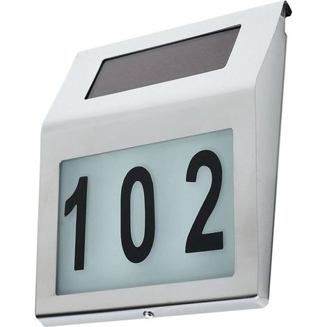 Solarbetriebene Hausnummernleuchte – Edelstahl – Automatischer Tag-/Nachtsensor – 14,5 x 9 cm – 10 bis 12 Stunden Akkulaufzeit – 1 Stück (1/5)