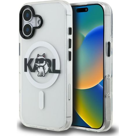Funda transparente Karl Lagerfeld IML Choupette Sketch Logo MagSafe para iPhone 16 (1/5)