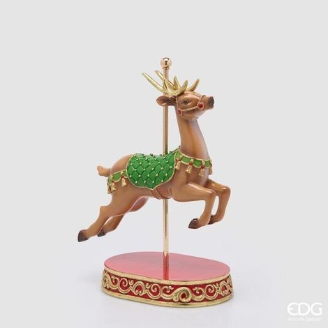 EDG Enzo De Gasperi Renna Giostra Natalizia H46x29x14 cm Verde Rosso – Decorazione di Natale (1/5)