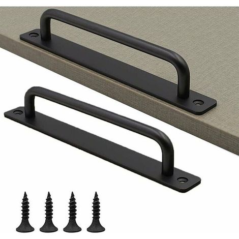 2 Pieces Poignée Porte Grange Coulissante,Poignées Porte Noir Avec Vis, Pour Porte Intérieures Extérieures (Noir) (1/5)