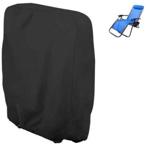 FENOPLASTICAHousse pour chaise longue pliante, en tissu Oxford coupe-vent, résistant aux UV et imperméable, housse pour chaise longue de jardin (noir) (1/4)