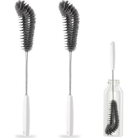 Lot de 2 brosses de nettoyage flexibles de 40 cm pour cuisine et salle à manger – Parfait pour les biberons, les bouteilles de sport, les verres, les tasses, les bocaux et les verres à pied (1/5)